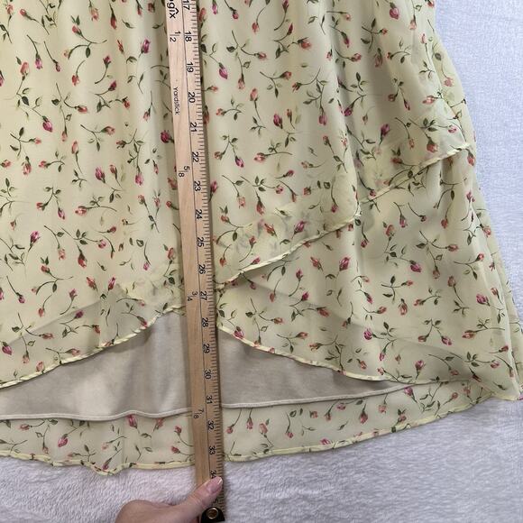 VTG Y2k Sz 10 Skirt Slip Ruffle Hem Fairy Whimsy Feminine Dainty Midi Coquette - Picture 9 of 10